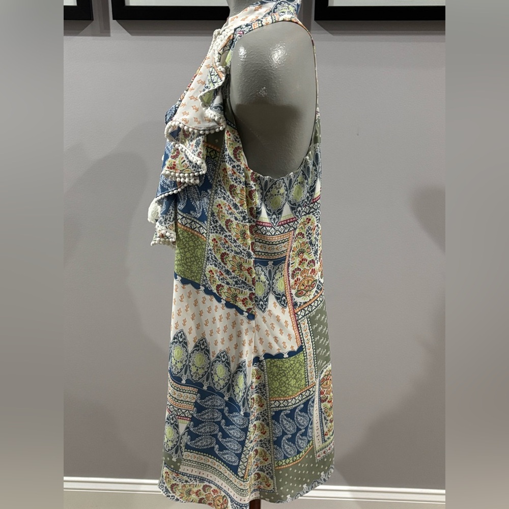 Atina Cristina Boho Patchwork Racerback Midi Dress | Large - Picture 4 of 7